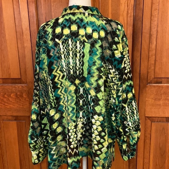 Ruby Rd V-Neck Button Down Art Deco Adjustable Sleeve Length Blouse EUC SZ 24W - Picture 4 of 12